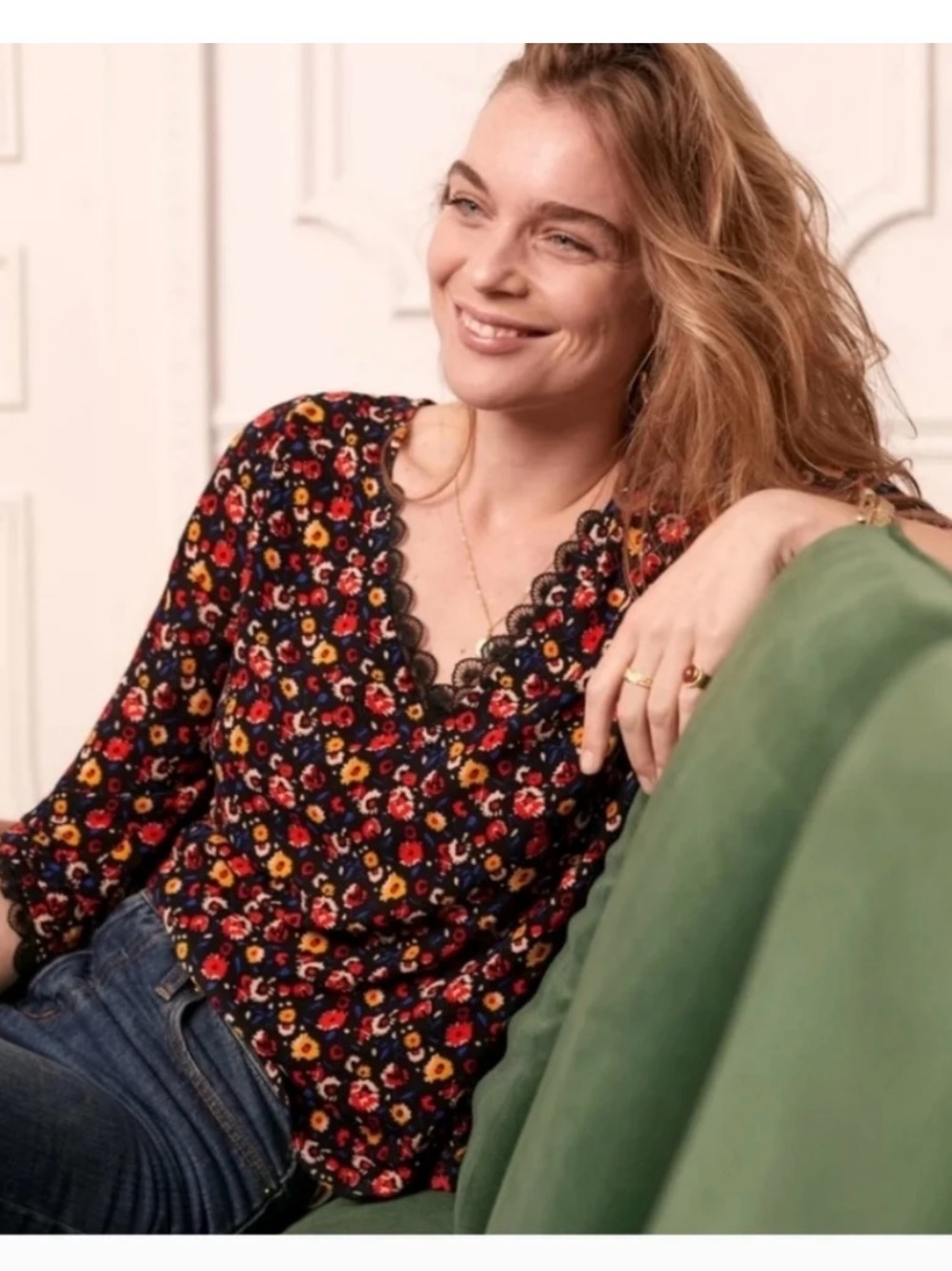Sezane Marina blouse top Blouse with Lace Trim